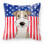 Carolines Treasures, Inc American Flag and Dog Fabric Decorative Pillow, Indoor Outdoor, 18 x 18 Inches 