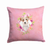 Floral Design with Dog Picture Fabric Decorative Pillow - 194030081594