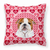 Carolines Treasures Hearts Love and Valentine's Day Dog Portrait Fabric Decorative Pillow, Fabric, 14x14 Inches                          