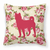 Carolines Treasures Dog Silhouette Shabby Chic Roses Fabric Decorative Pillow, Yellow 