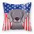Carolines Treasures American Flag and Dog Fabric Decorative Pillow, Polyester Fabric, 18x18 Inches