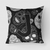 Letter Day of the Dead Skulls Black Fabric Decorative Pillow - 615872981250
