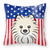 Carolines Treasures, Inc American Flag and Dog Fabric Decorative Pillow, 18 x 18 Inches - Accent Cushion