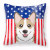 Carolines Treasures American Flag and Dog Fabric Decorative Pillow, 18 x 18 Inches - Accent Cushion