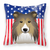 Carolines Treasures, Inc American Flag and Dog Fabric Decorative Pillow, 18 x 18 Inches, Polyester