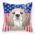 Carolines Treasures, Inc American Flag and Dog Fabric Decorative Pillow