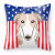Carolines Treasures, Inc American Flag and Dog Fabric Decorative Pillow, Polyester Material, 18 x 18 Inches
