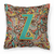 Carolines Treasures Monogram Letter Retro Tribal Alphabet Fabric Decorative Pillow, 14x14 Inches, Soft Fabric