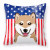 Carolines Treasures, Inc American Flag and Dog Fabric Decorative Pillow, 100% Polyester, 18 x 18 Inches