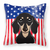 Carolines Treasures USA Design with Dog Fabric Decorative Pillow, 14x14 Inches, Stylish Throw Cushion