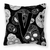 Monogram Letter Day of the Dead Skulls Black Fabric Decorative Pillow - 615872977482