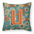 Caroline's Treasures Monogram Letter Flowers Fabric Decorative Pillow, 14 Inch, Polyester