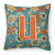 Caroline's Treasures Monogram Letter Flowers Fabric Decorative Pillow, 14 Inch, Polyester