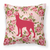 Carolines Treasures Dog Silhouette Shabby Chic Roses Fabric Decorative Pillow, 14 inches 