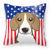 Carolines Treasures USA Design with Dog Fabric Pillow, 14x14 Inches, Cozy Throw Accent