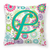 Caroline's Treasures Monogram Letter Flowers Fabric Decorative Pillow, 14x14 Inches Accent Cushion