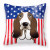 Carolines Treasures, Inc American Flag and Dog Fabric Decorative Pillow, Indoor/Outdoor, 18x18 Inches