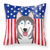 Carolines Treasures USA Design with Dog Fabric Pillow, 14x14 Inches, Cozy Home Accent