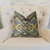 Plutus Brands Sacred Pixie Blue Navy and Taupe Handmade Luxury Pillow, Designer Style