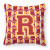 Carolines Treasures Monogram Letter Football Fabric Decorative Pillow, 14x14 Inches Accent Cushion