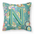 Carolines Treasures Monogram Letter Circle Alphabet Fabric Decorative Pillow, 14x14 Inches, 100% Polyester, Durable