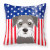 Carolines Treasures, Inc USA Design with Dog Fabric Decorative Pillow, 14x14 Inches, Polyester - Accent Cushion