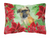 Poinsettas Dog Art Canvas Fabric Decorative Pillow - 652259193226