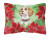 Poinsettas Dog Art Canvas Fabric Decorative Pillow - 652259193219