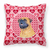 Carolines Treasures Hearts Love and Valentine's Day Dog Portrait Fabric Decorative Pillow, 14 inches                          