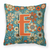 Caroline's Treasures Monogram Letter Flowers Fabric Decorative Pillow, 14x14 Inches, Polyester