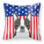 Carolines Treasures, Inc American Flag and Dog Fabric Decorative Pillow, in Polyester Fabric, 18 x 18 Inches