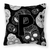 Monogram Letter Day of the Dead Skulls Black Fabric Decorative Pillow - 615872977420