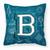 Carolines Treasures, Inc Monogram Letter Sea Doodles Alphabet Fabric Decorative Pillow, 14x14 Inches, 100% Polyester, Fun