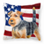 Patriotic With Dog Fabric Decorative Pillow - 652259221769