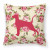 Caroline's Treasures Dog Silhouette Shabby Chic Roses Fabric Decorative Pillow, Yellow, 14 Inch 