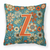 Caroline's Treasures Monogram Letter Flowers Fabric Decorative Pillow, Full Color, 14x14 Inches, Vibrant Pattern