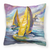 Carolines Treasures Sailboats Painting Fabric Decorative Pillow, 14x14 Inches, Polyester, bright, soft