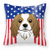 Carolines Treasures, Inc American Flag and Dog Fabric Decorative Pillow, 18 x 18 Inch  Accent Cushion