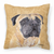 Carolines Treasures Wipe Your Paws Dog Art Fabric Decorative Pillow, 14x14 Inches, Polyester, cheerful comfy