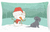 Snowman Christmas Dog Art Canvas Fabric Decorative Pillow - 652259282623