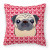Dog With XOXO Hearts Fabric Decorative Pillow - 638508677143