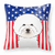 Carolines Treasures, Inc American Flag and Dog Fabric Decorative Pillow, 18x18 Inches