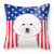 Carolines Treasures, Inc American Flag and Dog Fabric Decorative Pillow, 18x18 Inches