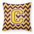 Carolines Treasures Monogram Letter Chevron Fabric Pillow, 14x14 Inches, Soft Polyester Throw