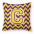 Carolines Treasures Monogram Letter Chevron Fabric Pillow, 14x14 Inches, Soft Polyester Throw