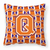 Carolines Treasures, Inc Monogram Letter Football Fabric Decorative Pillow, 14x14 Inches 