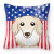 Carolines Treasures American Flag and Dog Fabric Decorative Pillow, 18 x 18 Inches, Polyester