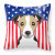 American Flag and Dog Fabric Decorative Pillow - 638508245571