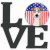 American Flag and Dog Face Metal Wall Artwork LOVE - 194030194119