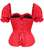 Top Drawer Steel Boned Red Satin Overbust Corset with Sleeves - 810112207613